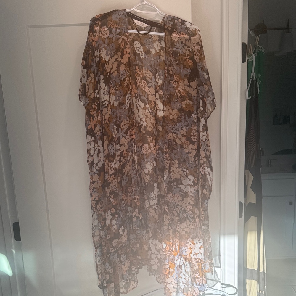 LC Lauren Conrad Floral Kimono - Brown and Cream